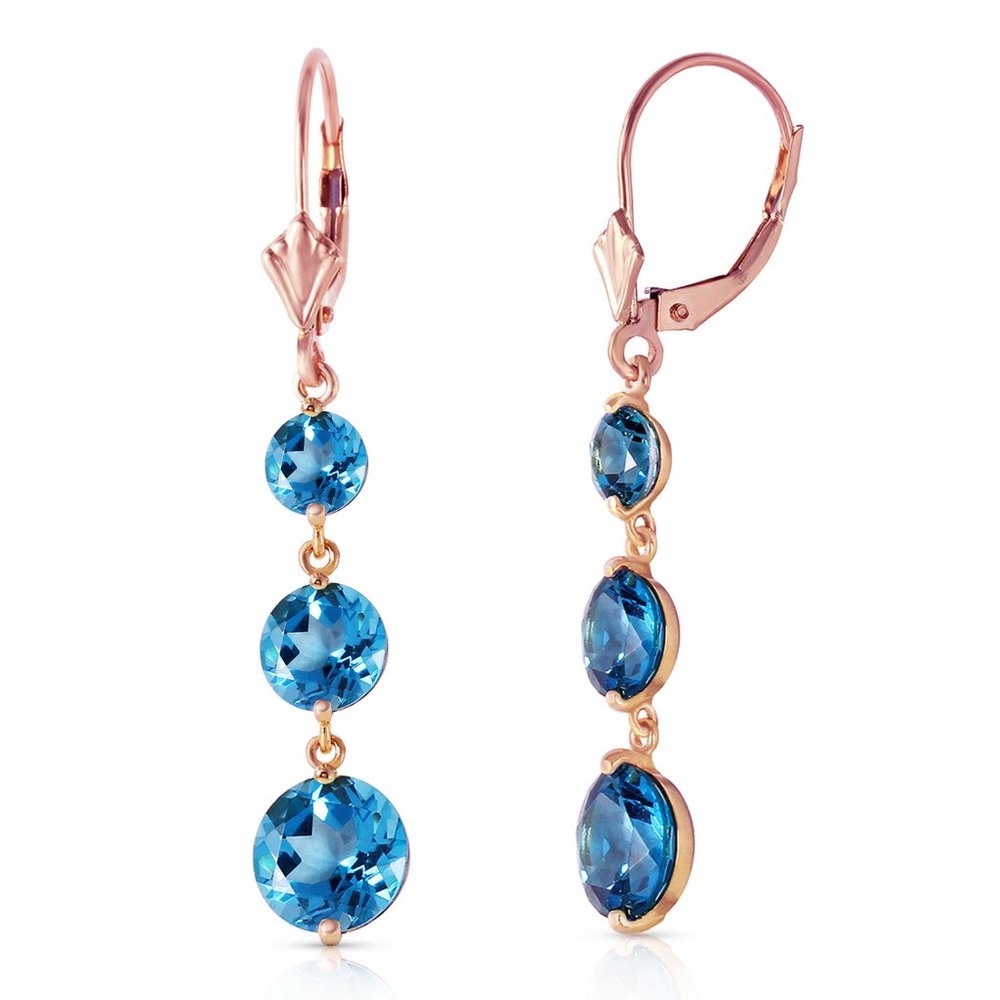 14K. SOLID GOLD CHANDELIER EARRING WITH BLUE TOPAZ